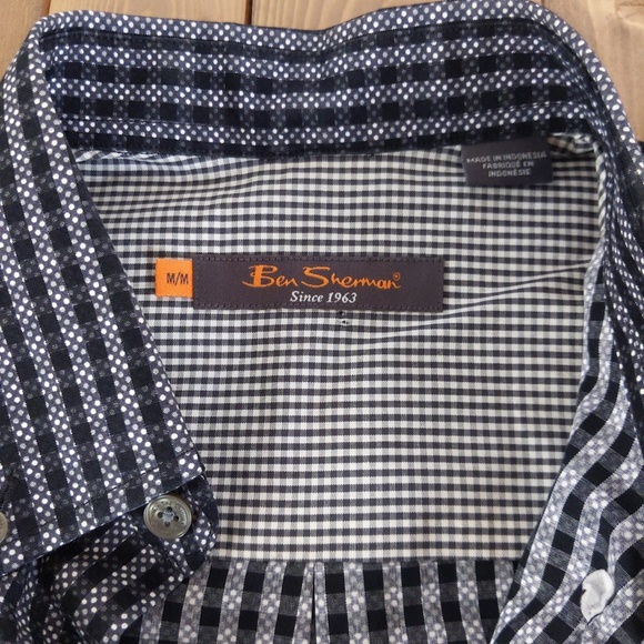Ben Sherman Black and White Long Sleeve Button Down Shirt SZ M - Picture 3 of 14